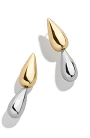 BaubleBar Zoe Double Teardrop Earrings in Gold/Silver at Nordstrom One Size