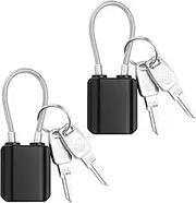 [Generic] Luggage Locks with Keys, Mini Size Cable Locks with Keys for Travel Suitcase Locks Padlock Apply to Locker Lock, Suitcase, Carry On, Backpack, Laptop Bag (2PCS)