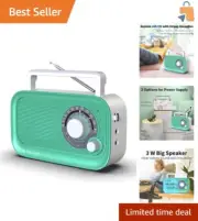 Portable AM/FM Radio with Bluetooth & Excellent Reception - Ideal for Outdoors