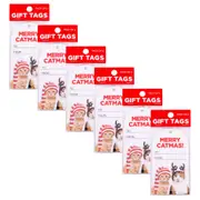 36pc Splosh Christmas Catmas Gift Tags Set 300gsm Card 11.5cm Label White/Red