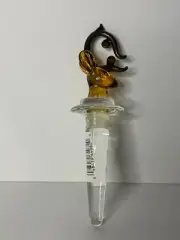 Amscan Silent Night Reindeer Glass Bottle Stopper Blown Glass Christmas Holiday