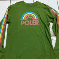 在飛比找蝦皮購物優惠-Poler 美國品牌 戶外品牌 薄長袖 綠色 條紋 二手 極