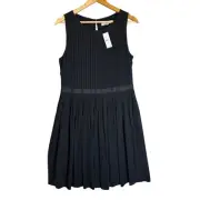 NWT Ann Taylor Loft Dress Women’s Size 10 Black Pleated MIDI Cocktail Whimsy