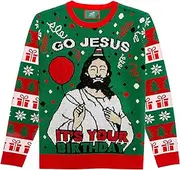 [Tstars] Funny Ugly Christmas Sweater for Men Women Jesus Birthday Holiday Xmas Sweaters