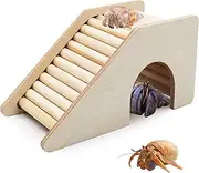 Oooct Hermit Crab Hideout with Ramp, Wooden Hermit Crab Climibing Toys, Aquariums Ladder Bridge Ramp Toy, Small Animals Tank or Cage Accessories, Small Animals Habitat for Hermit Crab Hamsters Rat