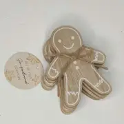 Neutral Tan Gingerbread Man Christmas Drink Coasters Set