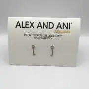 ALEX AND ANI Sterling Silver Post Earrings- Skeleton Key - NEW with Tags