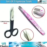 Ingrown Hair Removal Cuticle Scissor Pink Tweezers Slant Tip Eyebrow Facial Nose