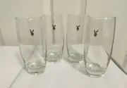 VINTAGE PLAYBOY CLUB 1970'S HIGHBALL GLASSES Hefner Bunny Logo Set of 4 NEW
