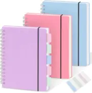 3 Pack Small Notebook, A6 Spiral Notebooks College Ruled 4.3" X 5.7", 100GSM 7Mm