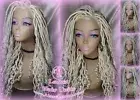 Lace Frontal Goddess Faux Locs Wig Baby Hair Platinum Blonde Brown Goddess