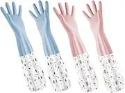 Healvian 2 Pairs Dishwashing Gloves Kitchen Cleaning Gloves Reusable Gloves Kitchen Gloves Rubber Gloves Cleaning Gloves for dishwashing Gardening Gloves wash Gloves PVC Work