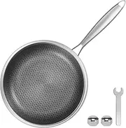 Stainless Steel Skillet, Induction Skillet Pan, Cooking Pan,Frying Pan with Detachable Handle Nonstick Cooking Fry Pans Anti Scratch Induction Skillet Pan for All Stove Cooking Kitchens (style 1)
