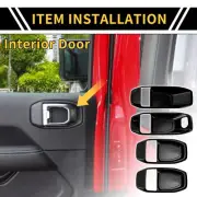 1 Set Interior Door Handle Bowl Cover Trims for Jeep Wrangler JL JLU Black