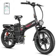 [EU Direct] WALLKE H9 AWD Electric Bike 48V 40AH SamsungBattery Cell 1000W*2 Dual Motors 20*4.0inch Tires 190KM Max Mile