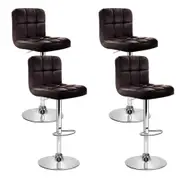 4 x Noel PU Leather Bar Stools Brown