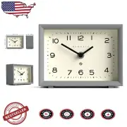 Sleek Grey Mantel Clock with Mirror Finish - Ideal for Desktops and Shelves