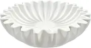 Tacarlha White Ruffle Decorative Bowl Desktop Decoration Modern Living Room Office Resin Fluted Bowl Coffee Table Bookshelf Housewarming Gift White
