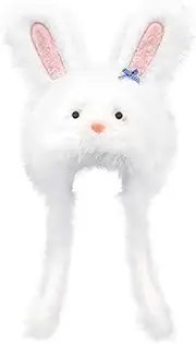 [Vaveren] Rabbit Ear Hat Animal Hood Winter Hat for Party Skiing Role Play Cycling Skating