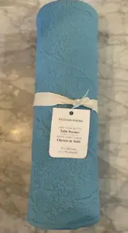 Williams Sonoma Vine Floral Boutis Table Runner 16" X 108" Light Blue New