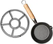 Gatuida Egg Omelette Pan Mini Cast Iron Saucepan Comfortable Wood Handle for Camping Home Cooking