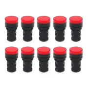 Indicator Light AC/DC 12V 20mA LED Flush Panel Mount Red 10 Pcs