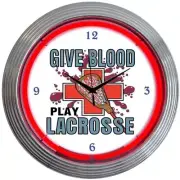 Lacrosse Art Light 15" Neon Hanging Wall Clock 8LAXXX