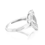 Sterling Silver Open Heart Ring with 4 Brilliant Diamonds, R