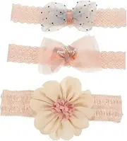 [Totority] 1 Set 3pcs Bow Headband Girl Head Wraps Headband Hairband Valentine Bow for Girl Para Bebé Headbands for Headwrap Lace