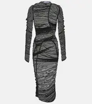 [Mugler] Mugler Ruched mesh midi dress AU 14 black