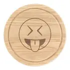 Tongue Out Eyes Shut Emoji Round Chopping Cheese Board Funny