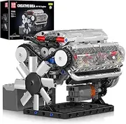 Mould King V8 Engine Building Kit, Build Your Own Mini Engine That Works - 535 Pcs STEM Project Model for Kids, Building Blocks Set for Adults