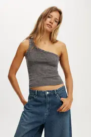 [Cotton On Women] Cotton On Women - Amelia One Shoulder Tank - Washed burnt ember S WASHED BURNT EMBER