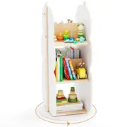Costway Rotating Bookshelf Toy Storage Organiser Bookcase w/5 Shelves White
