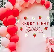 Tenelat Berry First Birthday Decal - Sweet One Birthday Party Decoration,Berry First Birthday Decorations,Berry 1st Party Supplies,Strawberry Decals (Berry Decal)