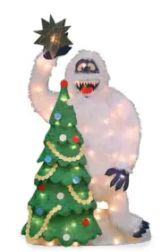 Northlight 32" Pre-Lit Faux Fur Bumble Tree Star Christmas Outdoor Decoration