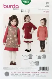 Burda Sewing Pattern 9428 Childs A-line Dress in 3 Styles - Sizes 2 - 7