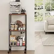 Txecpro 3 Tier Coffee Bar Station, Coffee Cart with Storage, Bar Cart, Serving Cart for Home, Drink Cart, Small Microwave Cart for Kitchen,Entryway, Living Room, 16.5" D x 11.8" W x 34.5" H