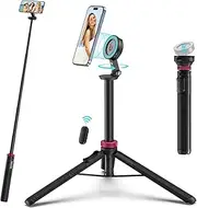 ULANZI 61'' Magnetic Selfie Stick Phone Tripod with Remote, Extendable Cell Phone Tripod Stand, Compatible with MagSafe, Cellphone Tripod for iPhone 16 15 14 13 12 Series and Android Phones