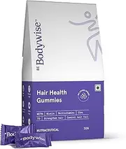 Be Bodywise Biotin Hair Gummies for Stronger, Shinier Hair & Nails | 30 Day Pack | With Biotin, Zinc, Folic Acid, Fibre & Multivitamin | Strawberry Flavour | No Added Sugar, Gut Friendly