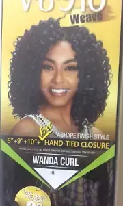1 Zury V.8+9+10 Weave Hand-Tied Closure Wanda Curl One Pack Enogh Color 1B