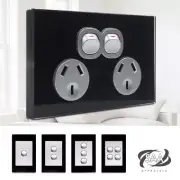 SAA Electrical Wall Power Point Socket GPO Black Glass Switch Panel Outlet 10A