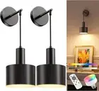 Wireless Rechargeable Wall Light, Detachable Bulbs and Remote, 9 Colors-Set of 2
