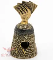 Brass Figurine Bell talisman of four aces cards in a winning poker hand IronWork