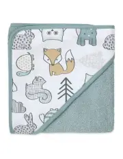 [The Peanutshell] Little Haven Cotton Hooded Woodland Soft Bath Towel 76cm in Multi