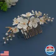 Handmade Bridal Wedding Hair Comb Polymer] Clay White Flower Wedding Hair Acc