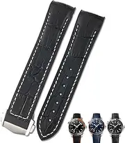[DJDLFA] 19mm 20mm Cowhide Watch Bands For Omega Seamaster 300 Speedmaster DE VILLE Watch Strap For Men Bracelet