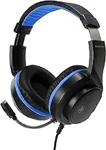 DELTACO Wired PS5 Gaming Headset | Stereo Headset with Mic | Headphones for Video Games | Adjustable Headband & Flexible Microphone, in-Line Volume Controller | Black and Blue Over-Ear PS5 Headset