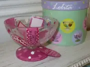 Lolita Love My Sundae " WHO NEEDS A MAN " Glass 12 oz Bowl New In Box