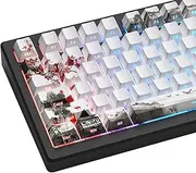 Womier PBT Keycaps Set 130 Keys, Custom White Japanese Keyboard Doubleshot Dye Sub Side Print Shine Through Keycaps 60 65 75 100 Percent, Cherry Profile, Cherry Blossom